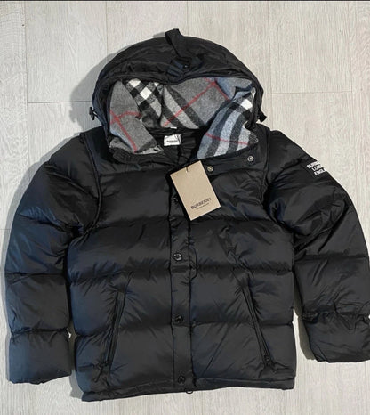 B*r*b*r*y Style Detachable Sleeve Puffer Coat – Black